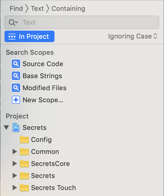 Xcode's search scopes