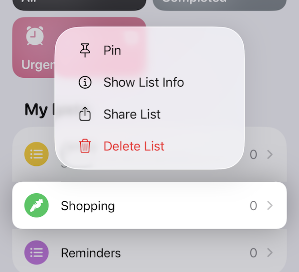 Context menus on iOS