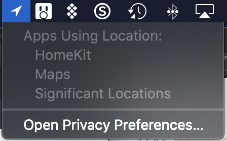 Menu bar icon listing apps using location